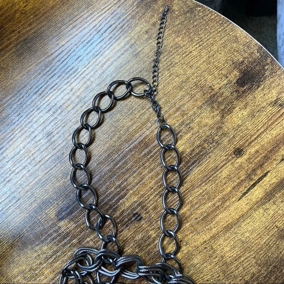 Link Chain Necklace Textured Long Adjustable Fashion Jewelry Gunmetal Color - Picture 4 of 4